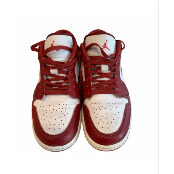 Nike Air Jordan 1 Low Dune Red White Premium Leather Men’s 10.5 Sneakers - Picture 2 of 5